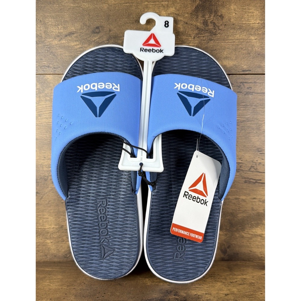 Reebok Go-To Slide Men's Slip On Sandals US Size 8 Blue/Navy/White Lightweight